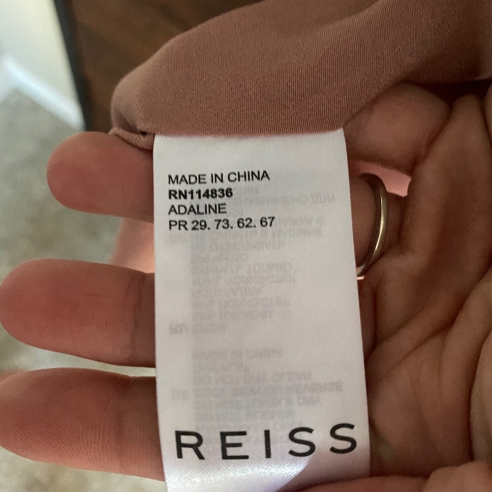 Reiss, Adaline Chain Detail One Shoulder Satin Dress, Blush, Size US 8 - Picture 8 of 14